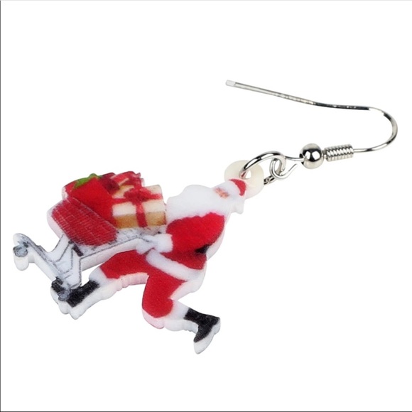 Christmas Shopping Santa Acrylic Earrings - Picture 4 of 5